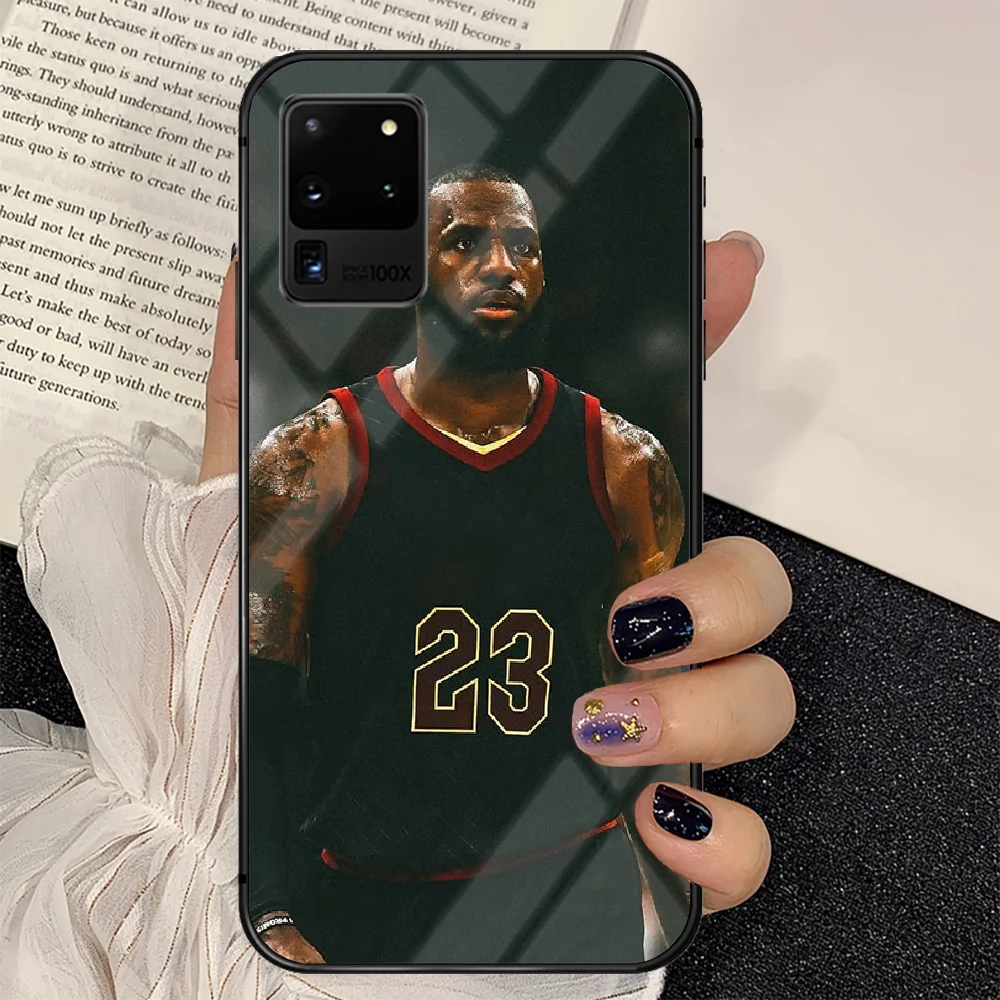 

James Basketball Phone Tempered Glass Case Cover For Samsung Galaxy S Note 5 6 9 10 10E 20 21 FE Plus Uitra Soft Black Etui