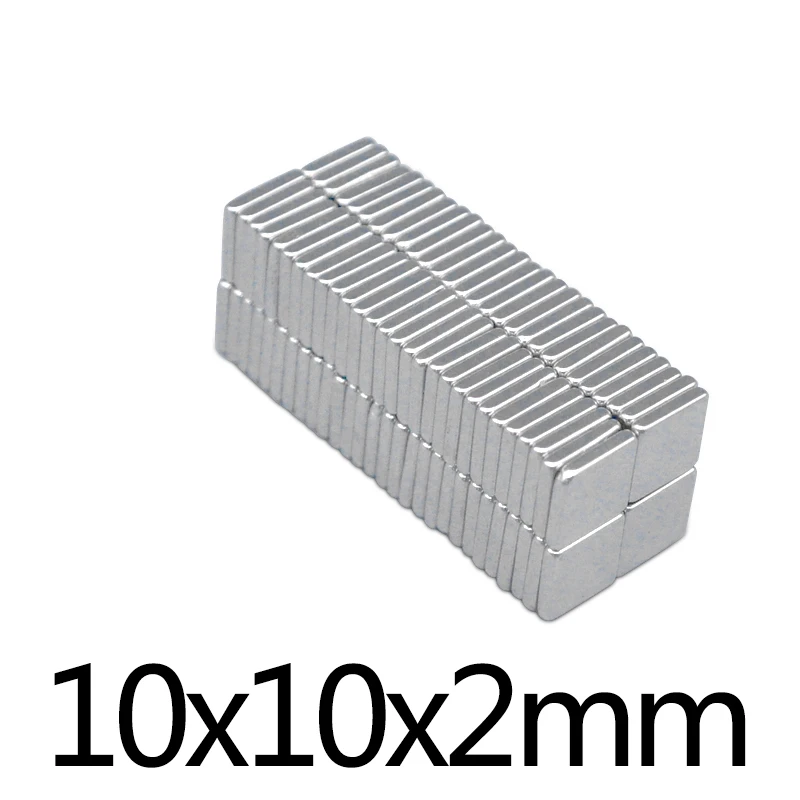 

20/50/100/200pcs F 10x10x2 mm N35 Strong Square NdFeB Rare Earth Magnet 10*10*2 mm Neodymium Magnets 10mm x 10mm x 2mm