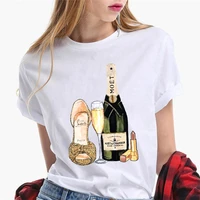 2021 fashion summer tshirt womens street style womens t shirt wine cup pattern t shirt ladies short sleeve over size 3xl shirt