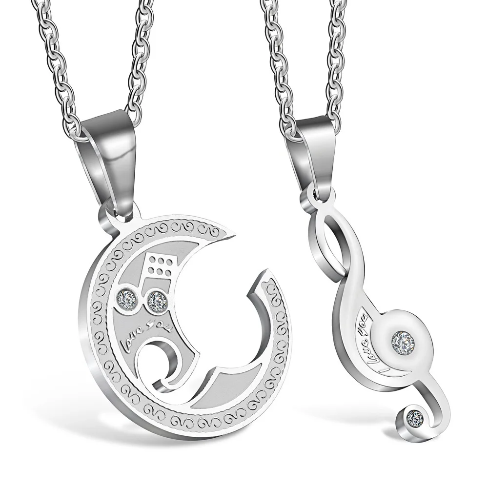 

Wholesale Couple Necklace For Lover Girlfriend Gift Set Musical note Valentine's Day Necklaces For Women Jewelry Paired Pendants