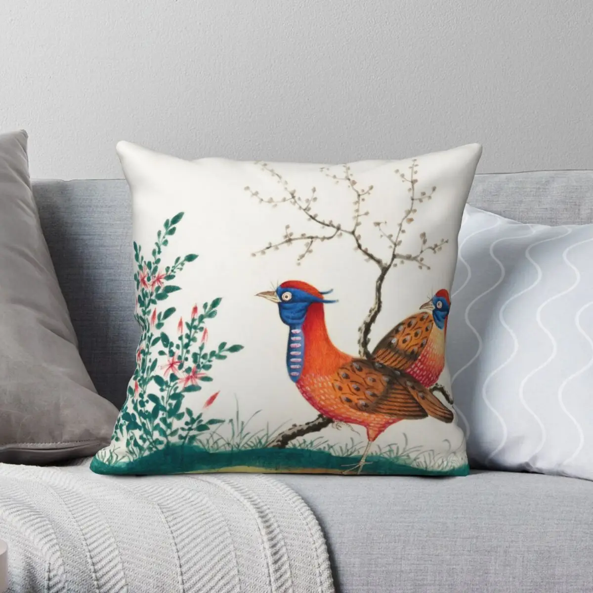 

Chinese Painting Of Birds Square Pillowcase Polyester Linen Velvet Pattern Zip Decor Throw Pillow Case Home Cushion Cover 45x45