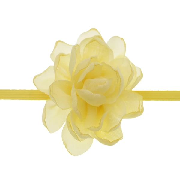 Цвет: желтый baby headband Chiffon Flowers Headband girls Burning Edge Wedding Decoration DIY Wreath Headwear newborn girls hair Accessories - Цвет: Цвет: желтый
