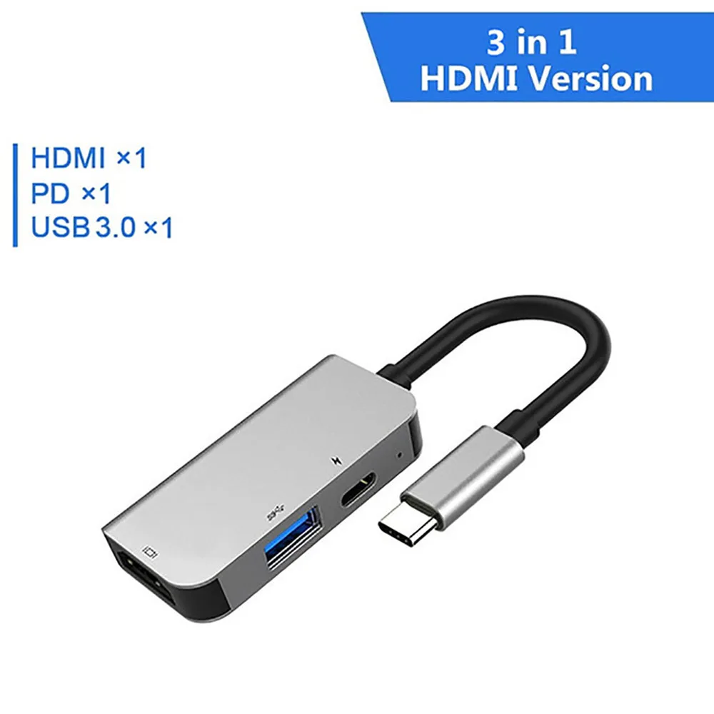 3IN1 FSU USB C концентратор с HDMI RJ45 PD зарядное устройство кардридер USB 3,0 адаптер usb-хаб для Macbook Pro Аксессуары Мульти USB 3,0 type C концентратор - Цвет: 3IN1