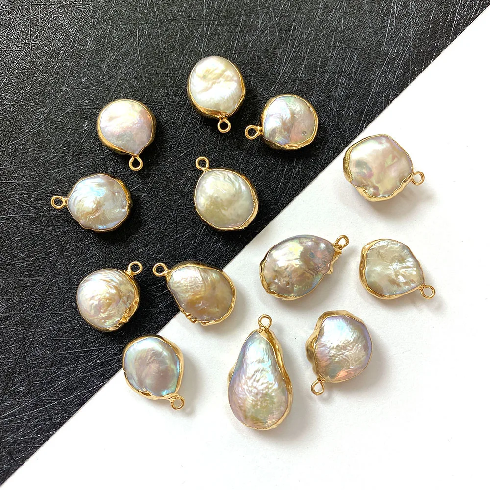 

Natural Freshwater Pearl Flat Round Pendant Jewelry Accessories Used for DIY Jewelry Making Necklace Bracelet Size 12x15-15x25mm