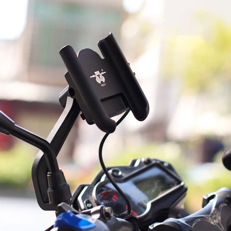 aluminium motorcycle bike phone holder braket with usb charger bicycle handlebar mirror mount bike phone support for phone x free global shipping