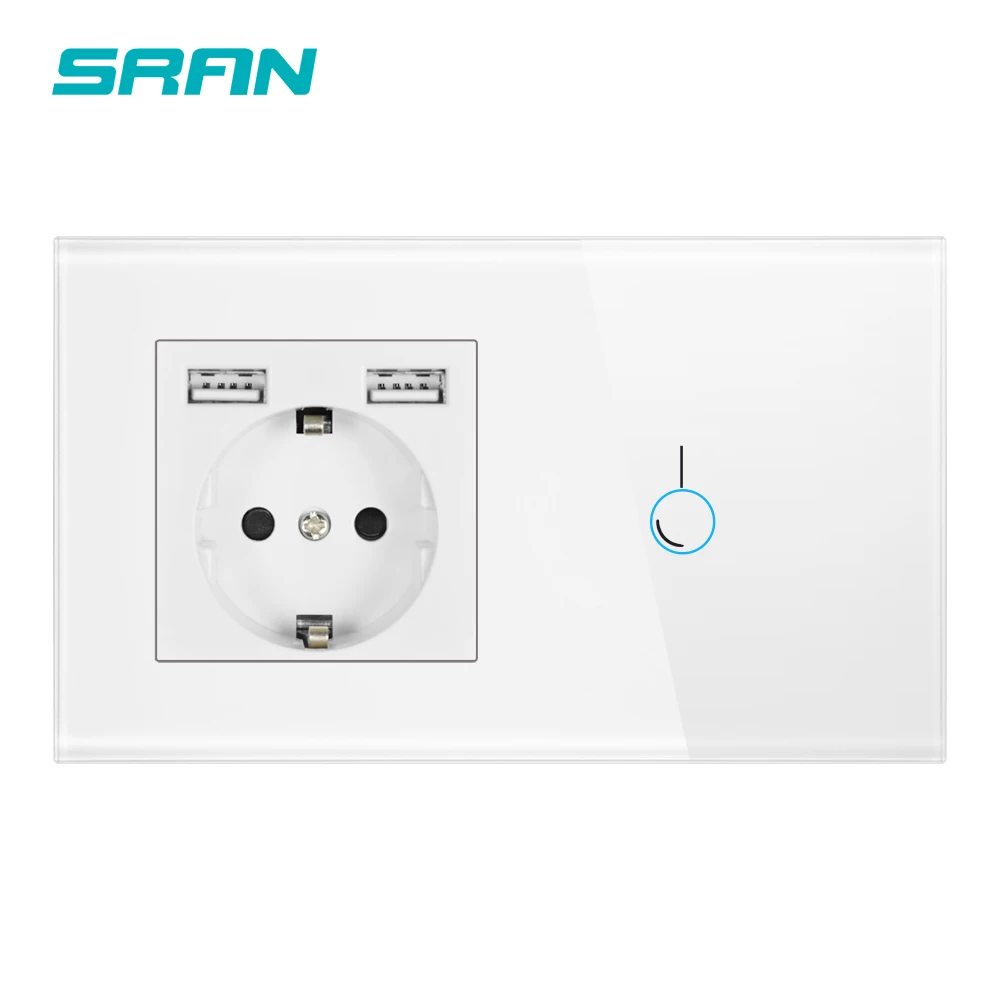 Сенсорный выключатель SRAN с розеткой и usb 146*86 220 В 16 А|Выключатели| |