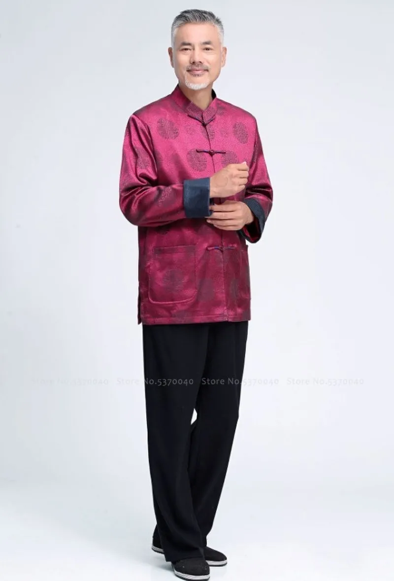 Традиционная китайская куртка ханьфу костюм Тан Мужская футболка топ пальто с