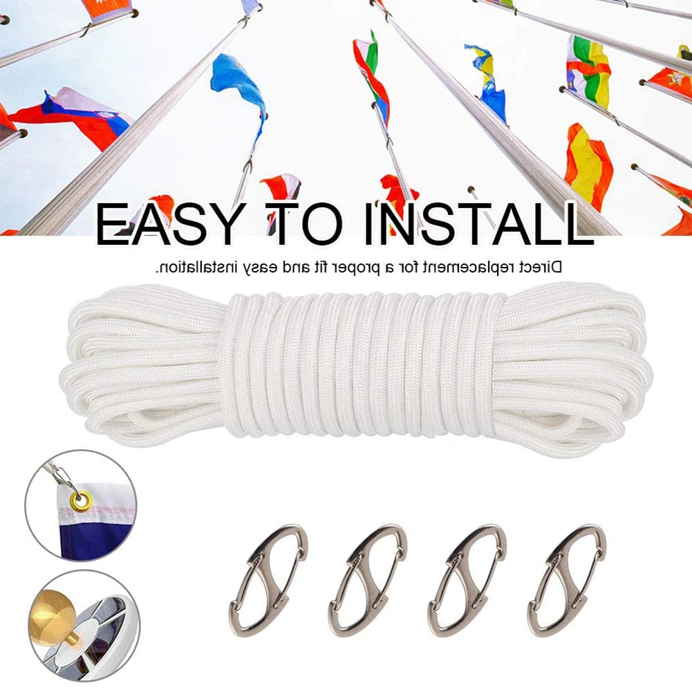 

1set Of Flag Pole Part Set Nylon Braided Rope Flagpole Flag Pole Part Accessories Pulley Gold Ball Cleat Clip Screw Decor 2 Inch