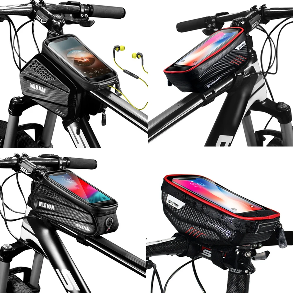 new rainproof bicycle bag frame front top tube touch waterproof reflective phone case bag for 6 5in cycling mtb bike accessories free global shipping