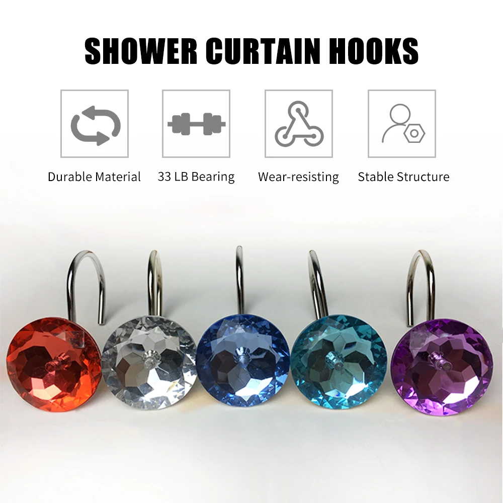 Прозрачные стразы для занавесок на душ акриловые декоративные крючки ванной