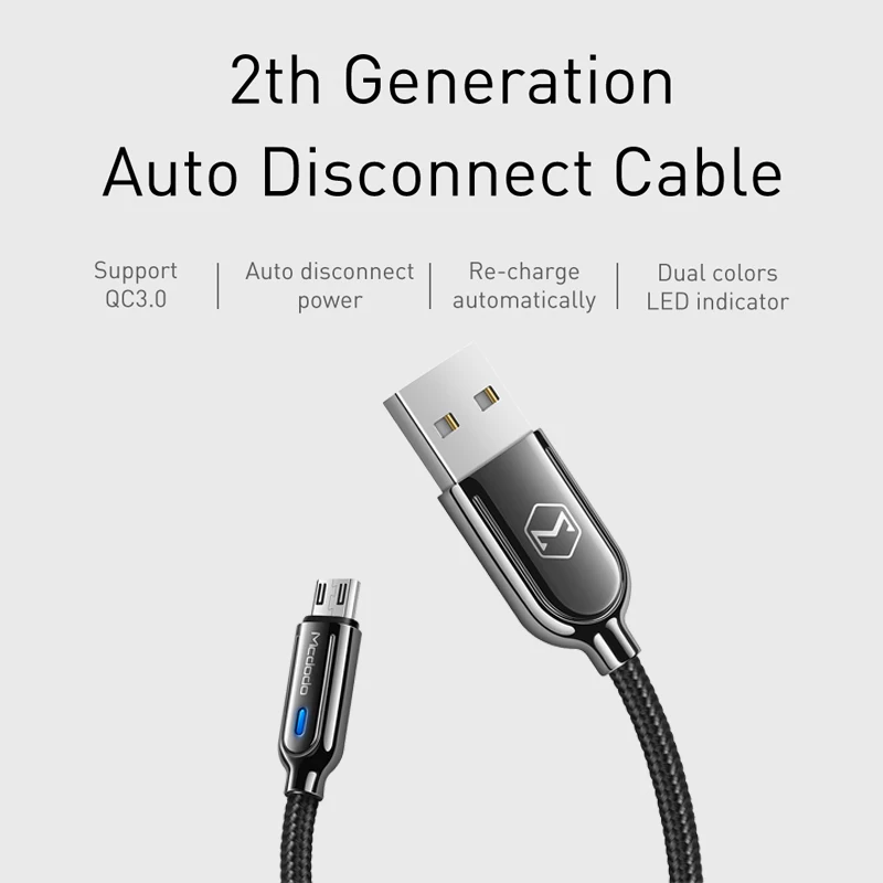 10Pcs/lot Mcdodo Micro USB Cable 3A Fast Charging Auto Disconnec For Samsung S7 Xiaomi Redmi Tablet Android Phone Charger Cord | Мобильные