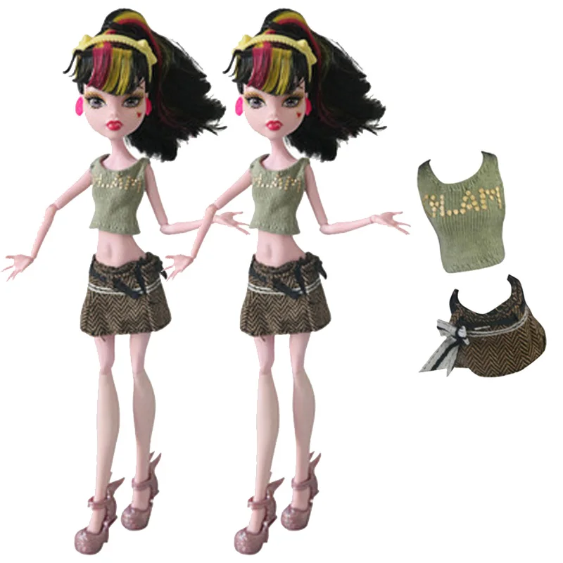 Летний светильник зеленые топы футболка короткие юбки платье для кукол Monster High