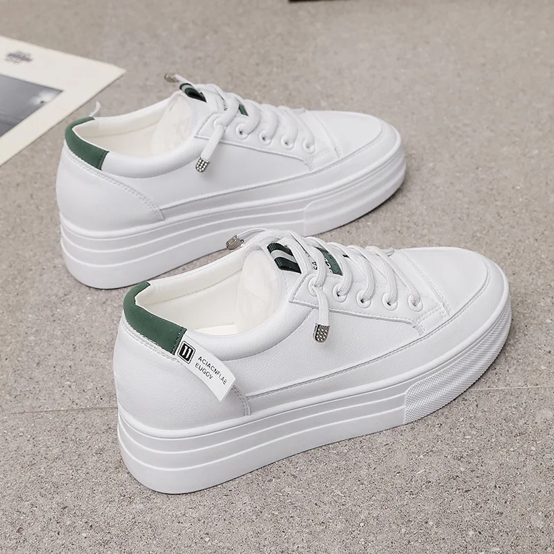

Sports Shoes Lady Shallow Mouth Round Toe Tennis Female Casual Sneaker Increas Height Mixed Colors All-Match Clogs Platform 2021