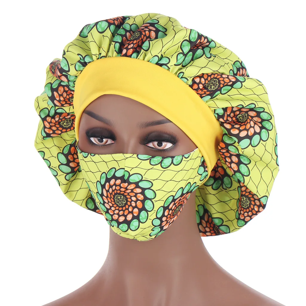 

Large Satin Bonnet Women Sleep Night Hat cap Elastic Bonnet Hat For Hair Care Head Cover Beanies With Wide Elastic Band
