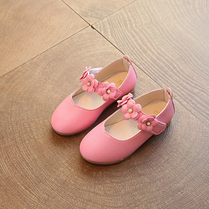 Zapatos de cuero para ni&ntilde;as, calzado plano de princesa, flor dulce para boda, a la moda, 2022-4