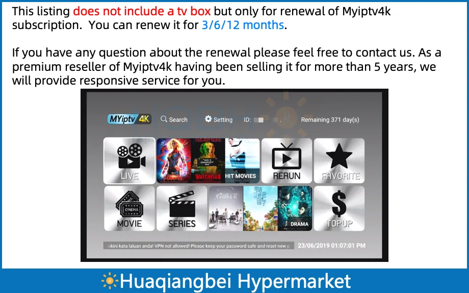 Обновите Астон Myiptv4k Myiptv IPTV годовая подписка для Сингапура Малайзии Австралии Индонезии