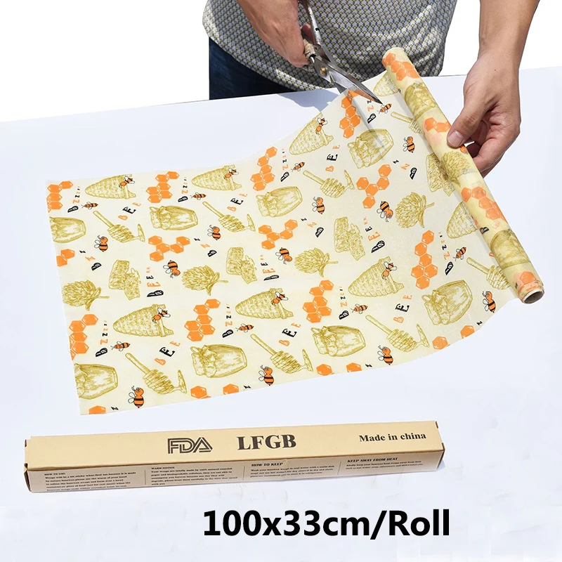 100x33 см многоразовые Экологически чистый пчелиный воск Обёрточная бумага рулон