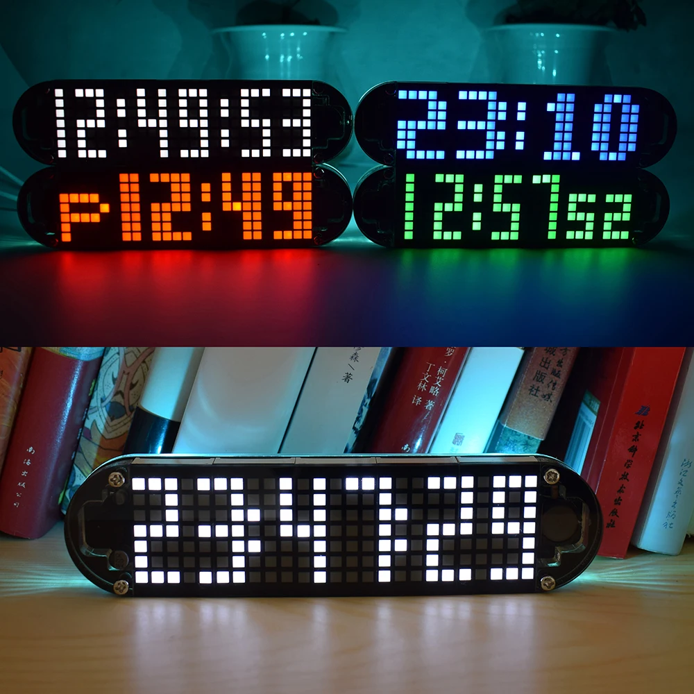 

LED Timer Alarm Clock Kit High Accuracy Durable DIY Digital Dot Matrix Countdown with Temperature Date Week Time Display