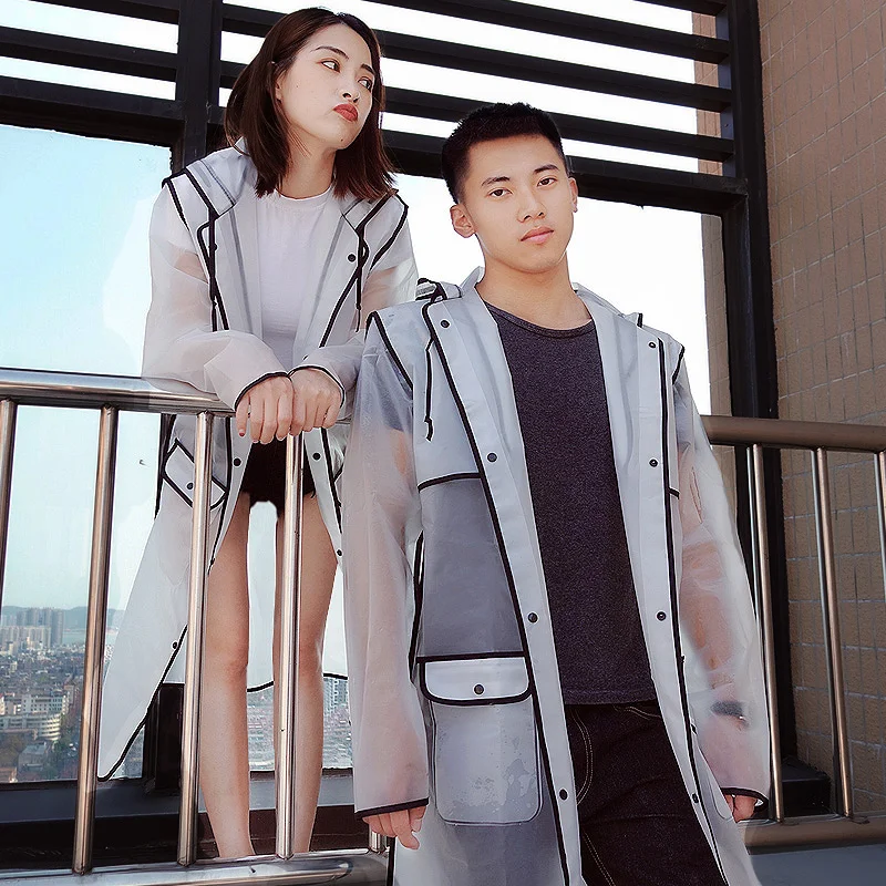 Прозрачный Дождевой Плащ ПВХ Виниловый водонепроницаемый дождевик для