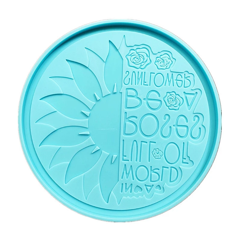 

L5YD Diy Crystal Sunflower Fruit Tray Mold Round-shaped Epoxy Resin Mold Suitable for Home Decoration Table Wine Tray