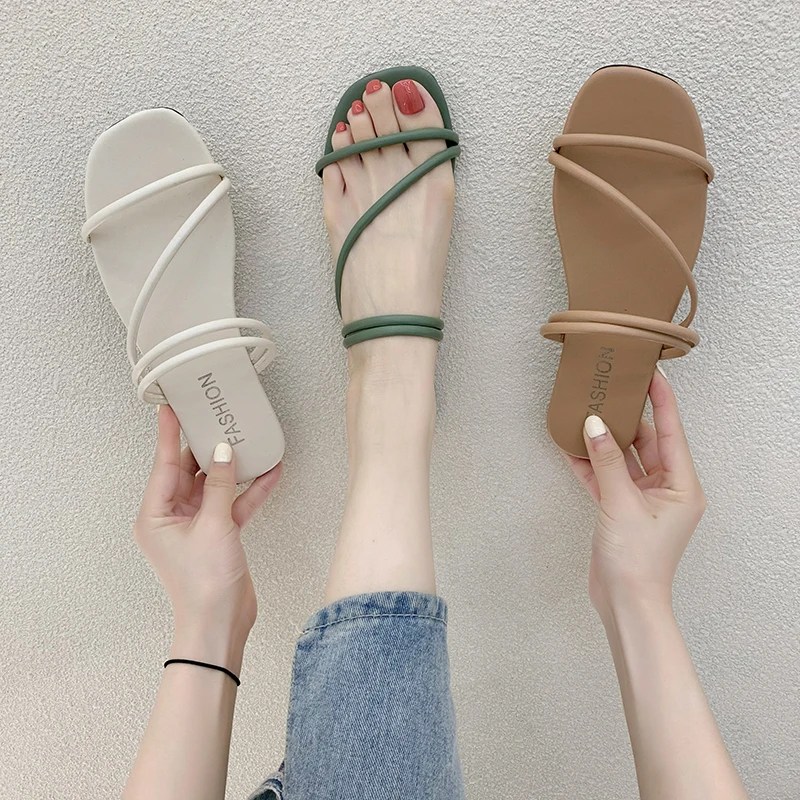 

Sandals women 2021 summer new style Roman style open-toed two-wear flat sandals women's sandals and slippers