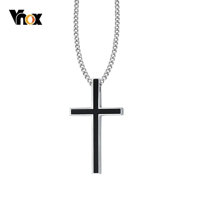 Мужское минималистичное ожерелье с крестом Vnox цепочка из нержавеющей стали 24