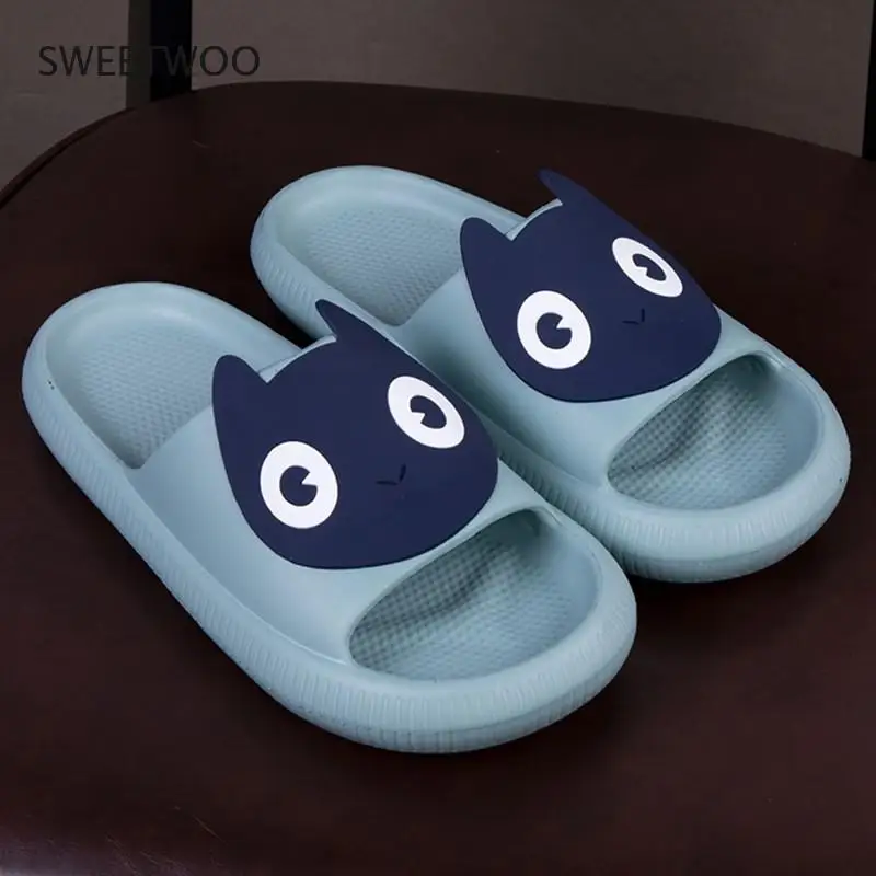 

Summer Beach Slippers Ladies Men's Slippers Flip-Flops Cartoon Cat Non-Slip Couples Home Outdoor Sandals Shoes