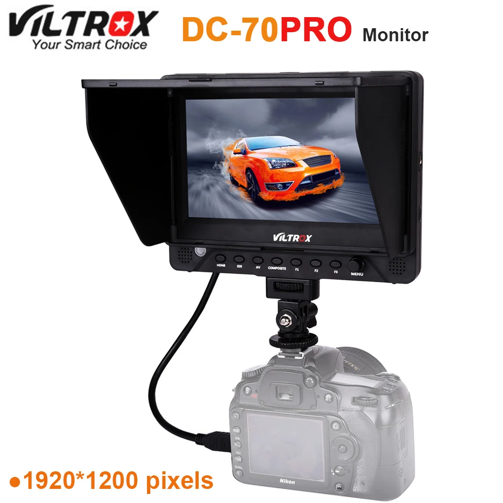 

Видеомонитор для камеры Viltrox DC-70PRO 4K 7 ''IPS HD SDI/HDMI/AV 1920x1200 пикселей для всех камер DSLR BMPCC