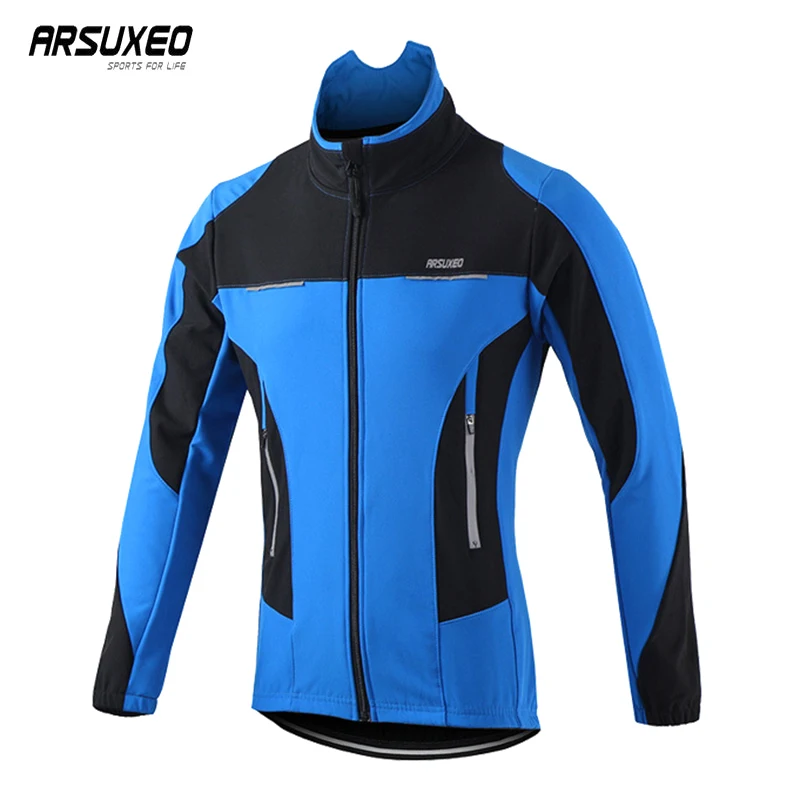 ARSUXEO зимняя велосипедная куртка с воротником стойкой Мужская Ночная