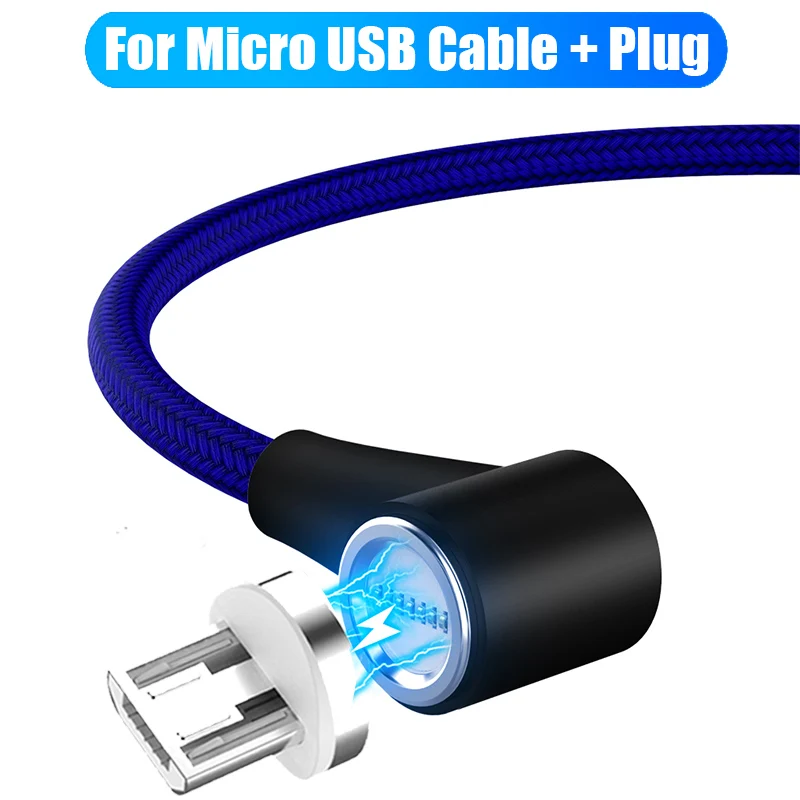 Быстрый Магнитный кабель Robotsky 3A для быстрой зарядки 3,0 Micro USB зарядное устройство type C для samsung S9 huawei P20 Магнитный шнур для телефона - Цвет: blue for micro