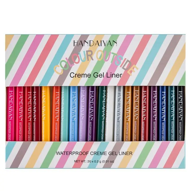 

20 шт. Набор цветных гелевых карандашей для подводки глаз, цветные подводки для глаз, стойкие водонепроницаемые подводки для глаз с защитой о...