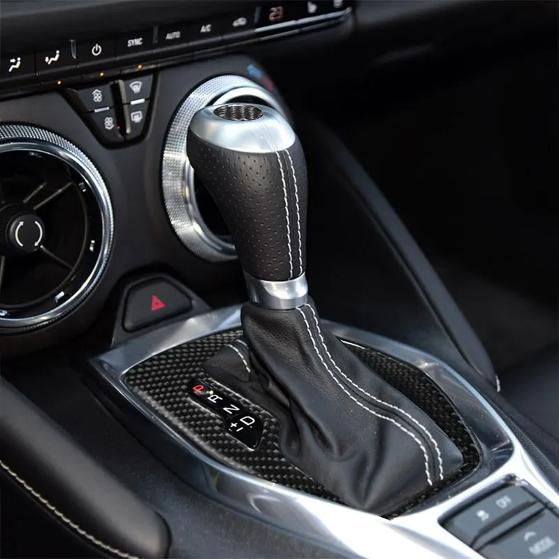 

2pcs Car Styling Carbon Fiber Interior Gear Shift Box Panel Cover For Chevrolet Camaro 2017-2019 Car Accessories