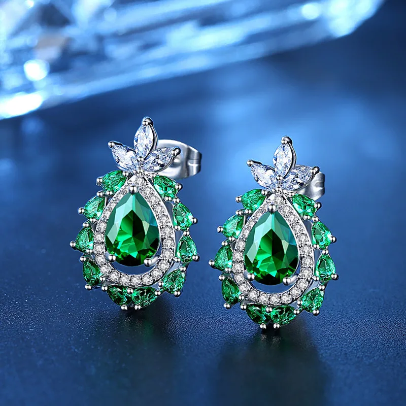 Модные серьги-гвоздики в форме капли с искусственными камнями кольца для женщин