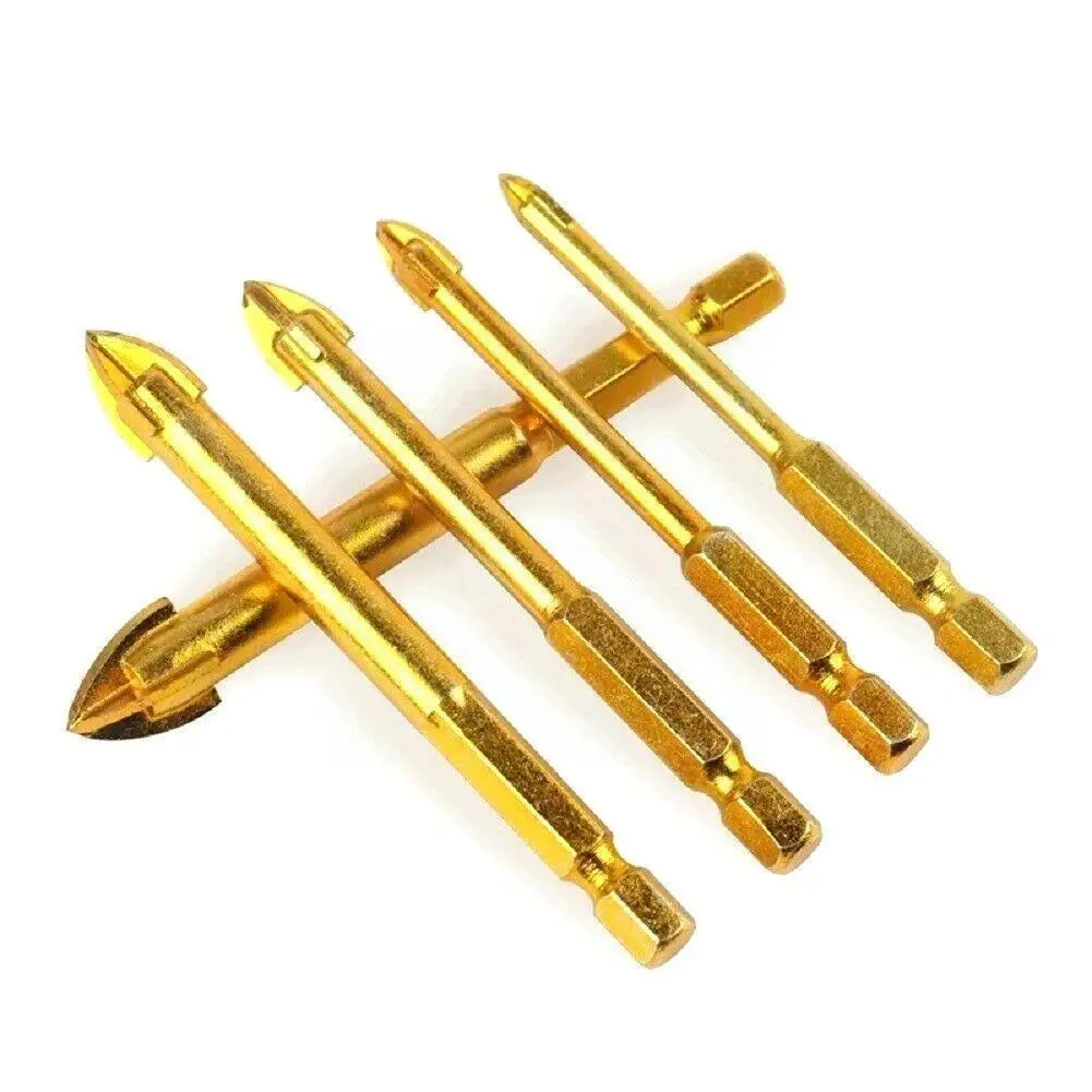 

5 Pcs/set Efficient Universal Drilling Tool Titanium Drill Hex Head Tile Ceramic Glass 5/6/8/10/12mm Spear Bits Shank I6L1