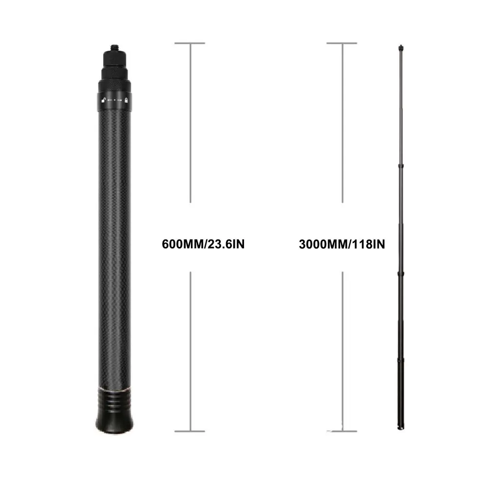 

3 Meter Ultra-long Carbon Fiber Invisible Selfie Stick For Insta360 One X2 / R / X Lightweight Adjustable Selfie Stick
