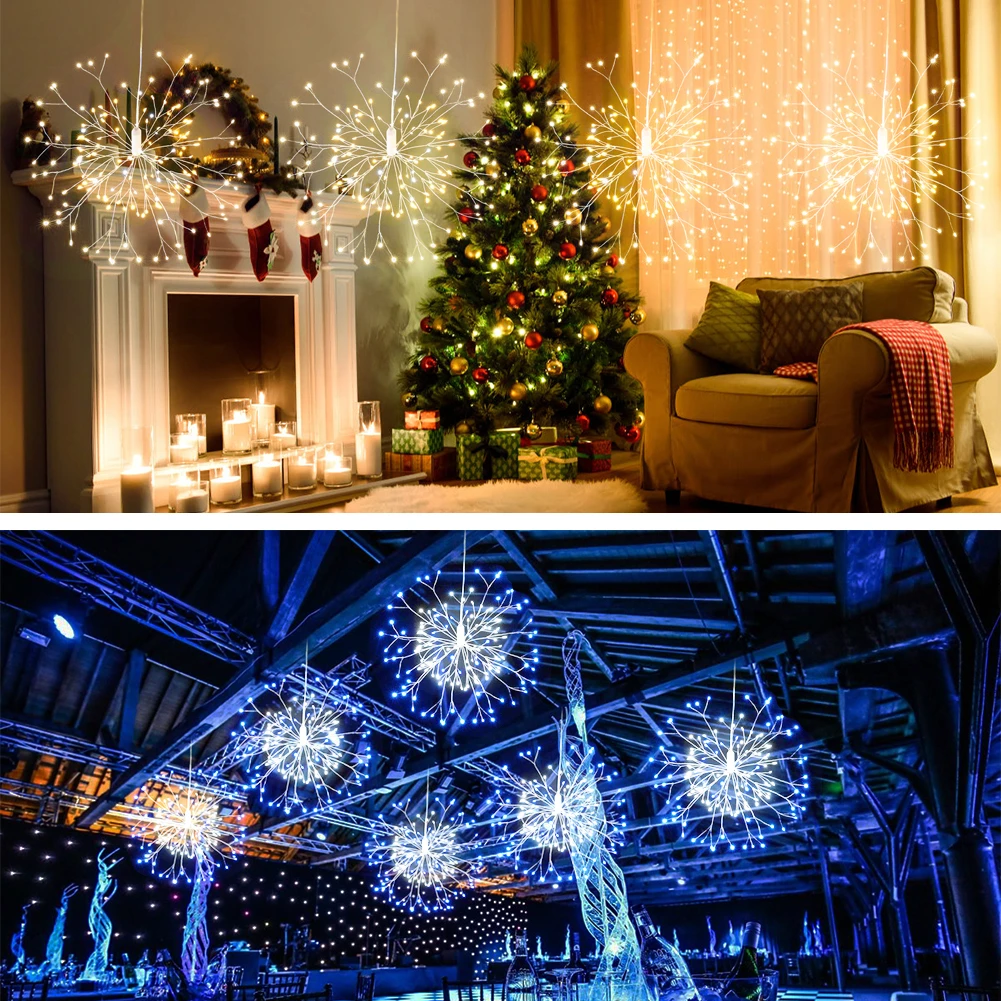 Фейерверк светодиодный Сказочный струнный светильник складной на батарейках