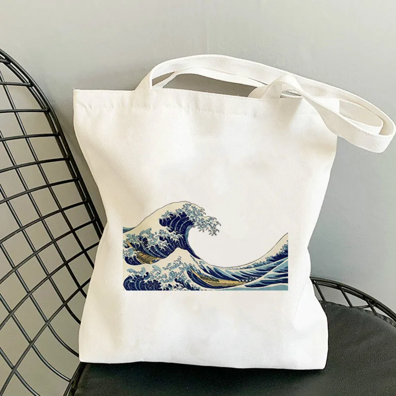 

Ukiyoe Customizable Shoping Bags Shopper Shoulder Bag Canvas Designer Handbags Shopping for Groceries Totebag Reusable Fabric