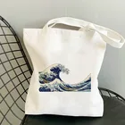 Настраиваемые сумки для покупок Ukiyoe, сумка на плечо, дизайнерские холщовые сумки для покупок продуктов, сумка-тоут, женская сумка
