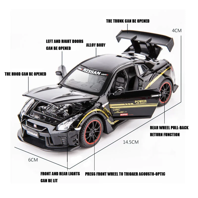 Новая Модель гоночного автомобиля 1:32 NISSAN GTR R35 из сплава Литые и игрушечные