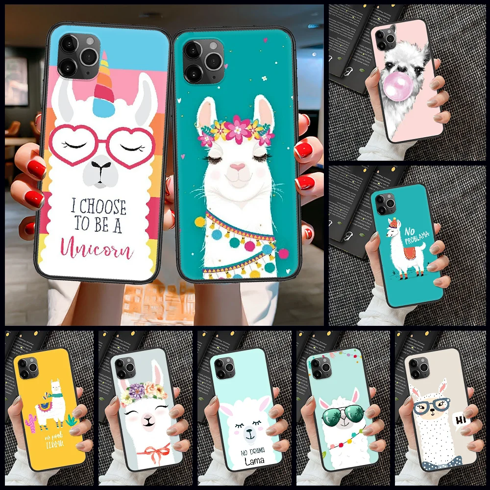Милый чехол для телефона с мультяшной ламой и альпакой iphone 5 5s se 2 6 6s 7 8 12 mini plus X XS XR