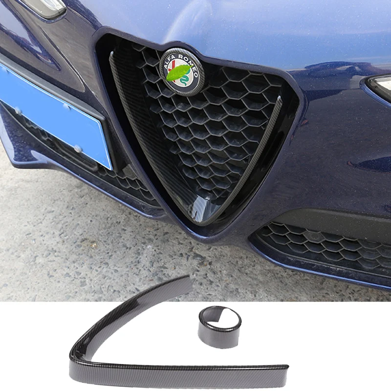 

Carbon Fiber Front Grill V Shaped Frame and Logo Decorative Cover For Alfa Romeo Giulia Stelvio 2017-2019 Quadrifoglio Exterior