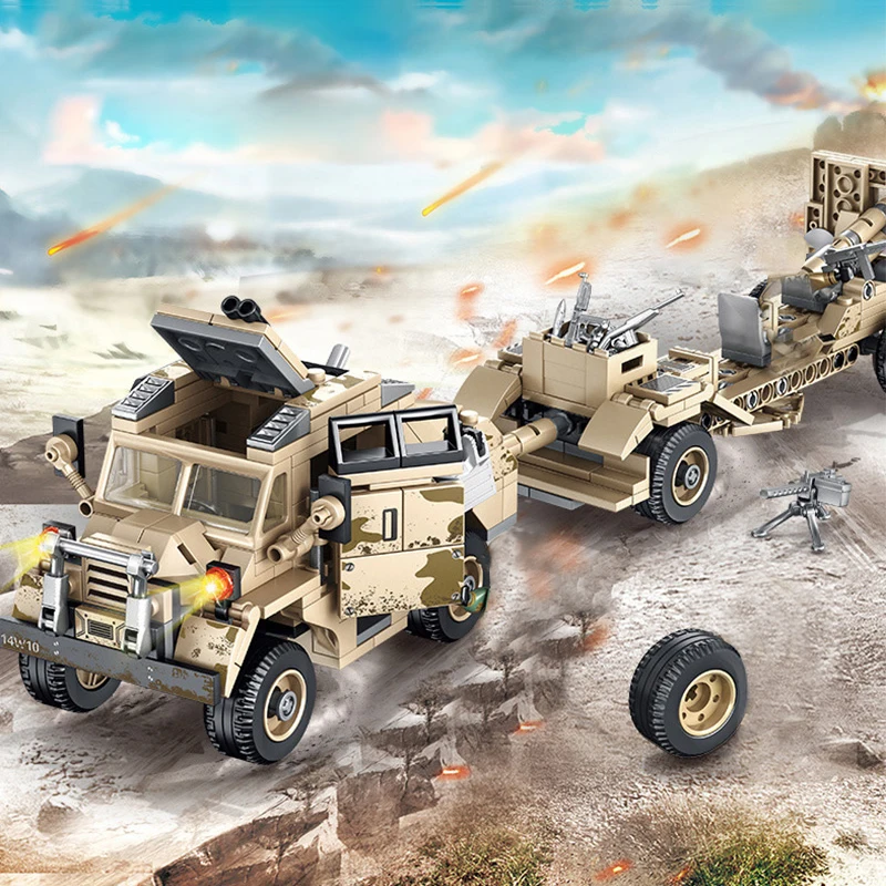SEMBO 464 шт. модель военного оружия трактора строительные блоки армейский грузовик