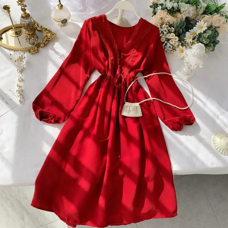2019 Новое модное женское французское платье женские пышные рукава с высокой