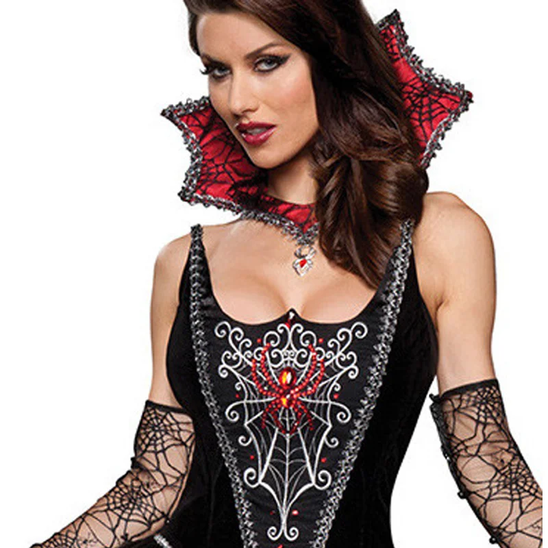 DM COS 2019 платье вампир дьявол Женский Хэллоуин Косплей Костюм Человек паук игровая
