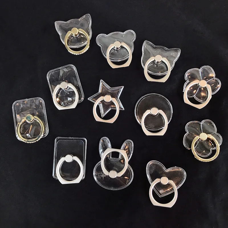 

2PC Transparent Mobile Phone Ring Holder Finger Ring Support Phone Stand Desk for Iphone XS MAX 8 Smartphone 360 Degree Rotation