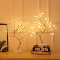 led copper wire tree shape night with touch sensor switch decoration battery usb led table lamp table light