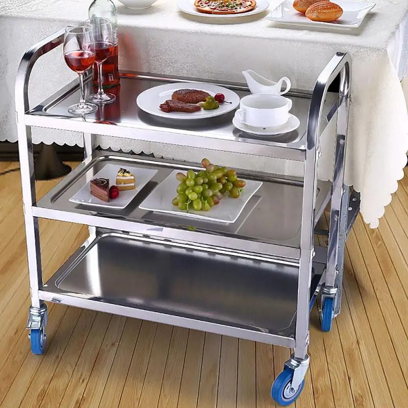 

Trolley Kitchen Rack With Wheel Minimalize Stainless Steel Trolley Kitchen Floor Bedroom Living Room Multi-storey Belt Wheel HWC