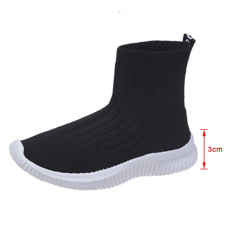

2021 Women Fashion Sock Boots Knitted Elastic Band Ankle Boots Breathable Slip On Females Vulcanized Shoes Ladies Plus Size 41