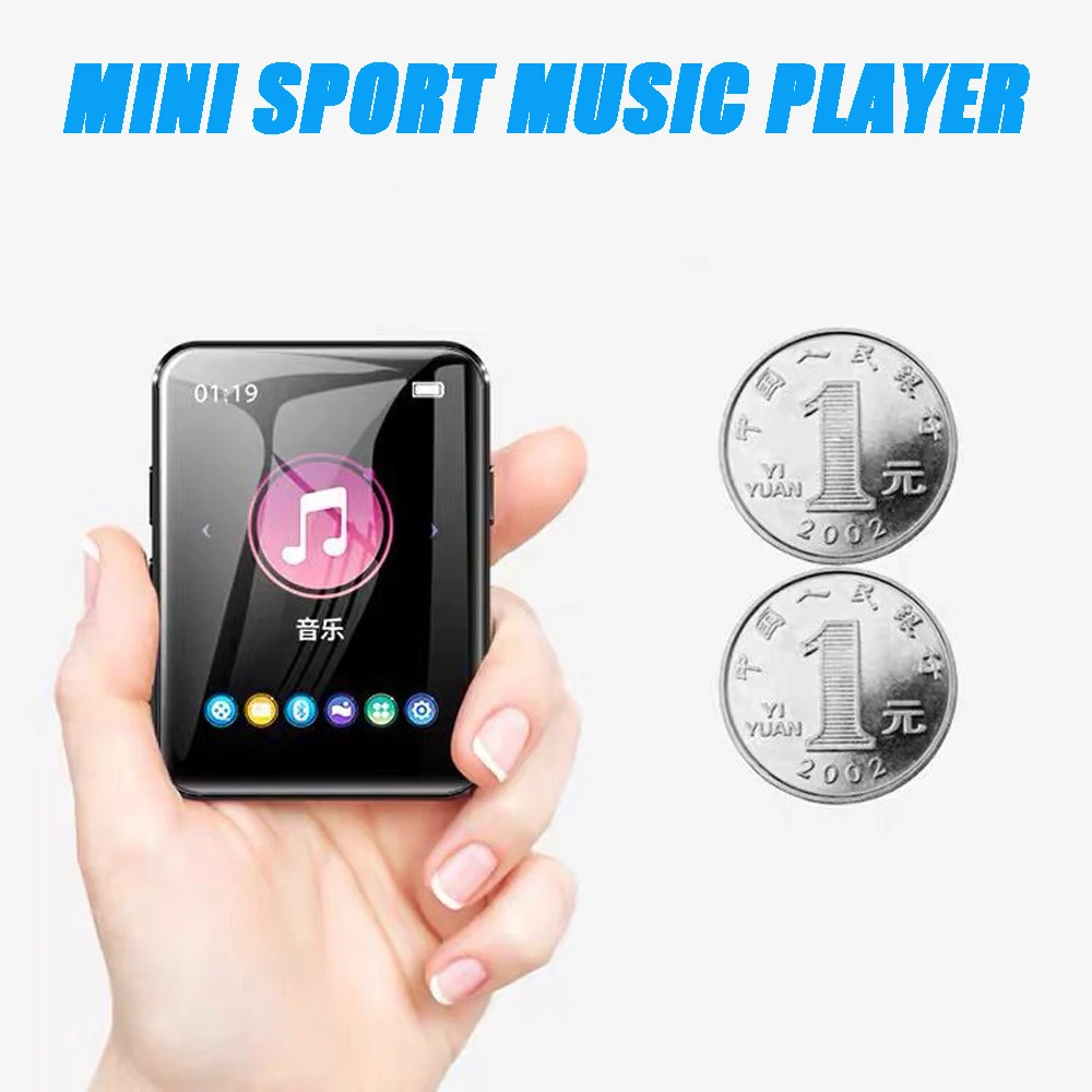 Мини Спортивный Портативный Bluetooth 5,0 mp3-плеер с металлической задней клипсой 1,8 дюймов HD экран Встроенный динамик высокое качество воспроизведения музыки