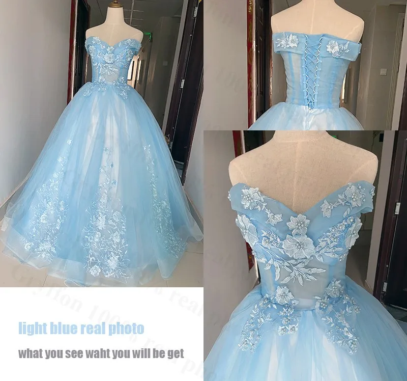 Бальное платье Gryffon Quinceanera кружевное с вышивкой и открытыми плечами для